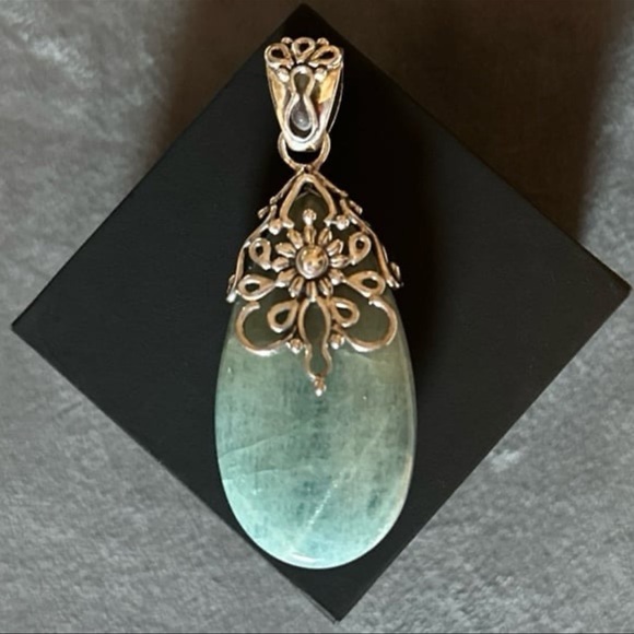 Doug Paulus Aquamarine Sterling Silver LARGE Pendant - Picture 2 of 12